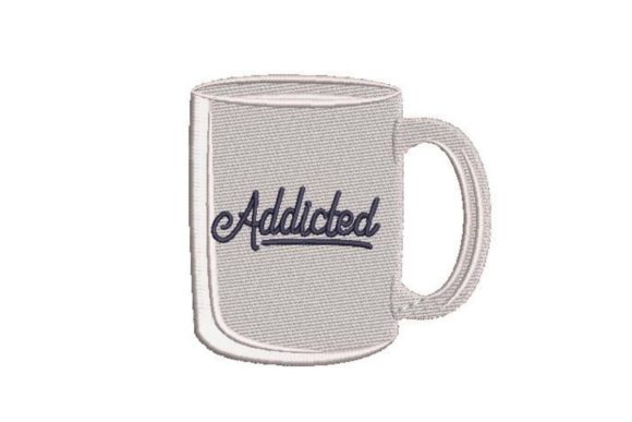 Addicted Coffee Mug Embroidery Design