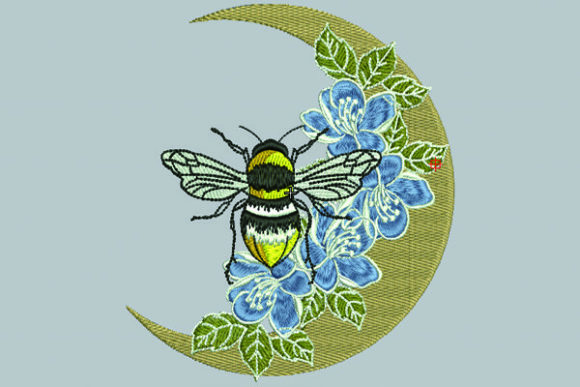 Bee and Flowers Embroidery Design