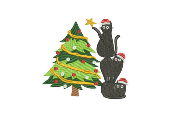 Christmas Cats Embroidery Design