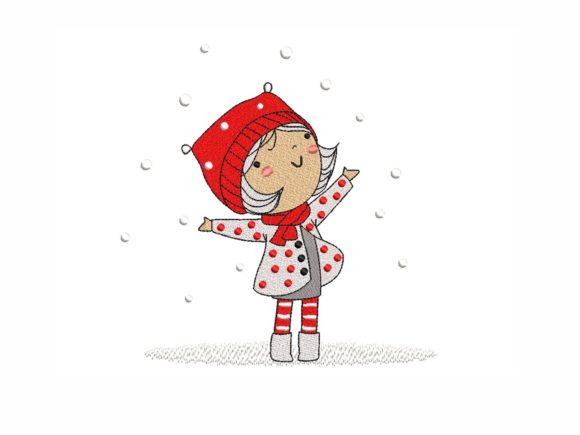 Cute Winter Girl Embroidery