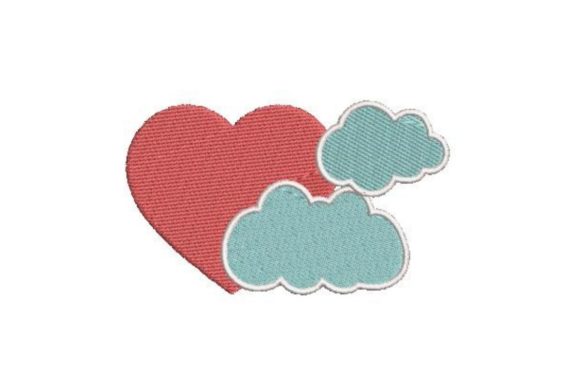 Heart and Clouds Embroidery Design